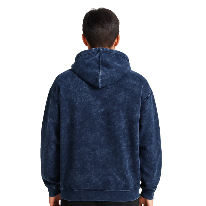 Navy Blue Oversized Acid Wash Hooide
