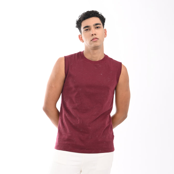 Maroon Acid washed tanks - Needles and Stitches