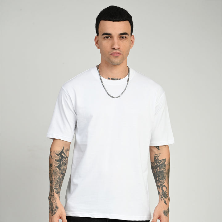 White Overized Solid Tee