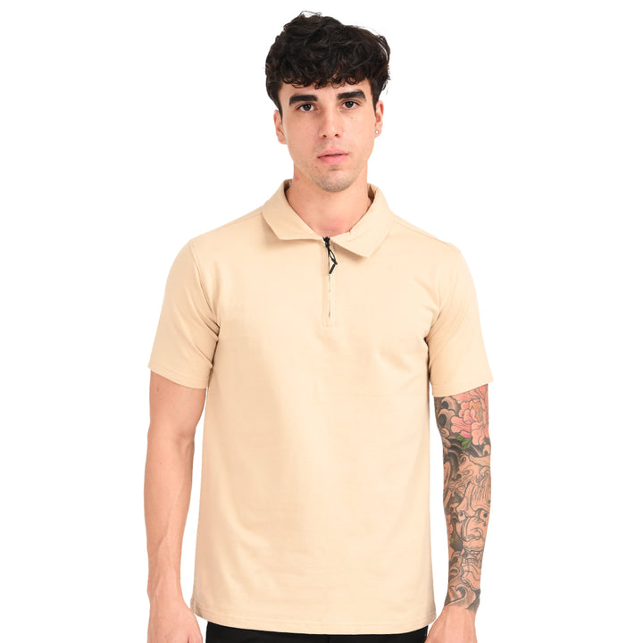 Beige Zipper Polo - Needles and stitches