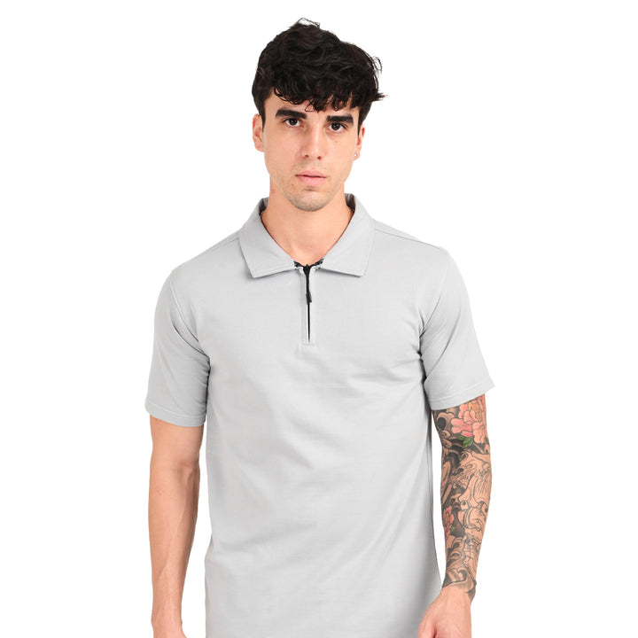 Grey Zipper Polo - Needles and stitches