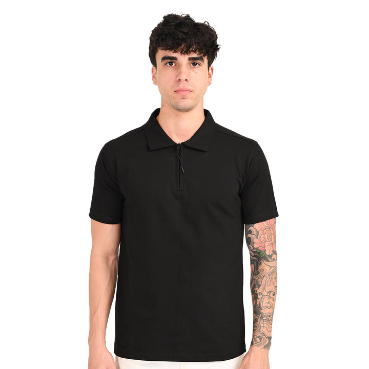 Black Zipper Polo - Needles and stitches