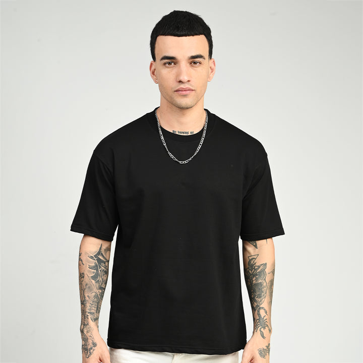 Black Overized Solid Tee
