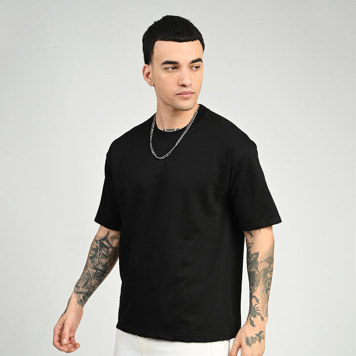 Black Overized Solid Tee