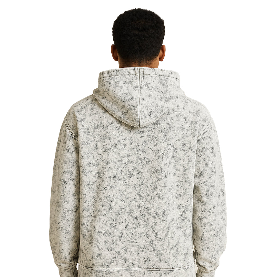 White Oversized Acid Wash Hooide