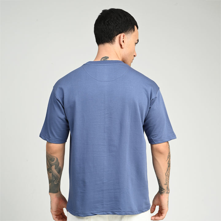 Smoke Blue Overized Solid Tee