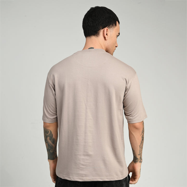 Smoky Beige Oversized Solid Tee