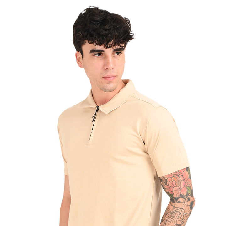 Beige Zipper Polo - Needles and stitches