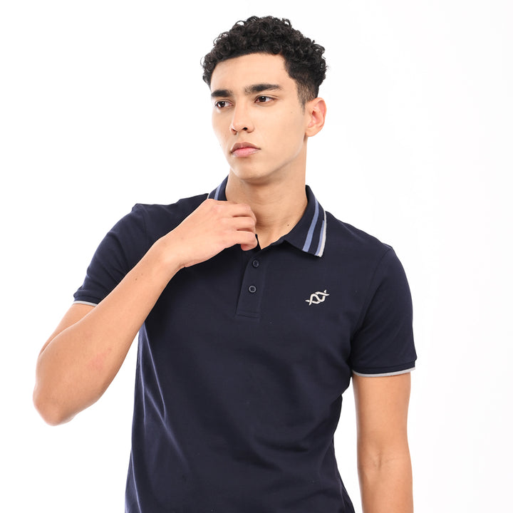 Navy blue polo t-shirt - Needles and stitches