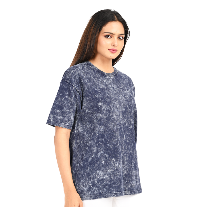 Dark blue oversized acid washed t-shirt Female