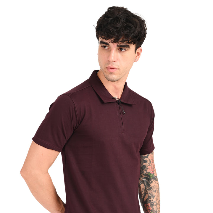 Maroon Zipper Polo - Needles and stitches
