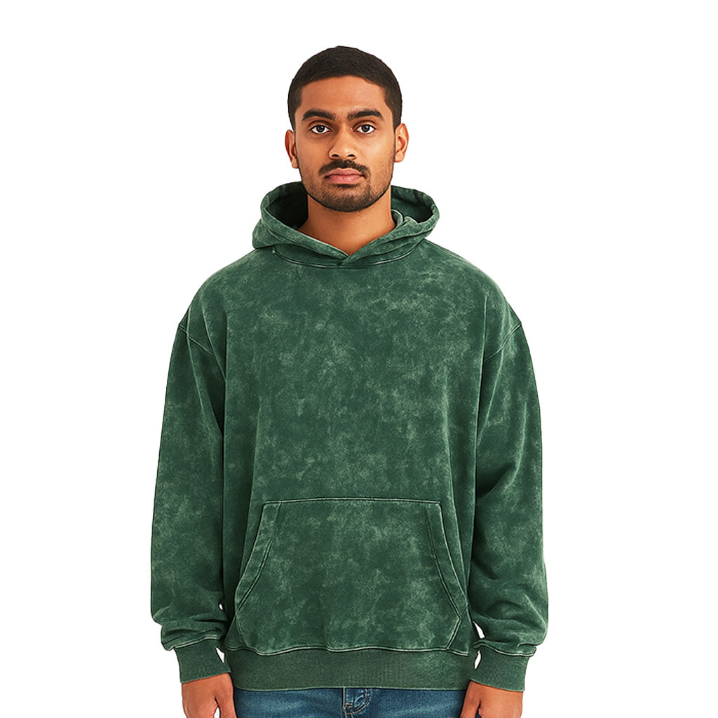 Green Oversized Acid Wash Hooide