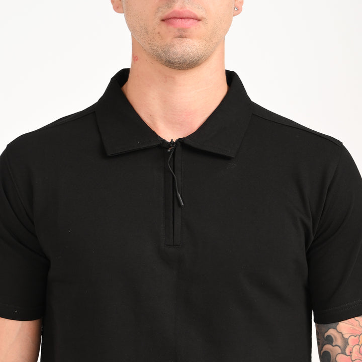 Black Zipper Polo - Needles and stitches