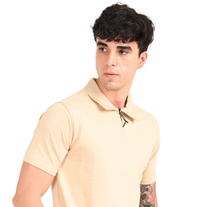 Beige Zipper Polo - Needles and stitches