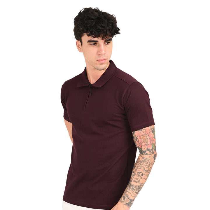 Maroon Zipper Polo - Needles and stitches