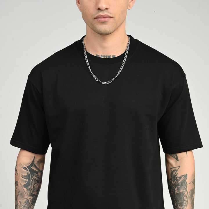 Black Overized Solid Tee