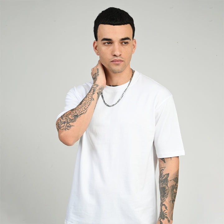 White Overized Solid Tee