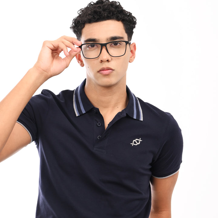 Navy blue polo t-shirt - Needles and stitches