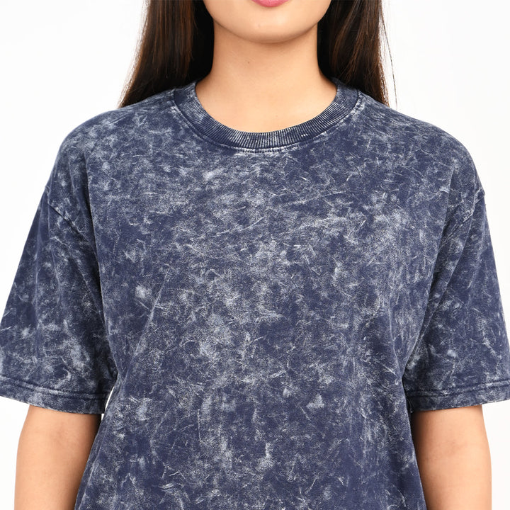Dark blue oversized acid washed t-shirt Female