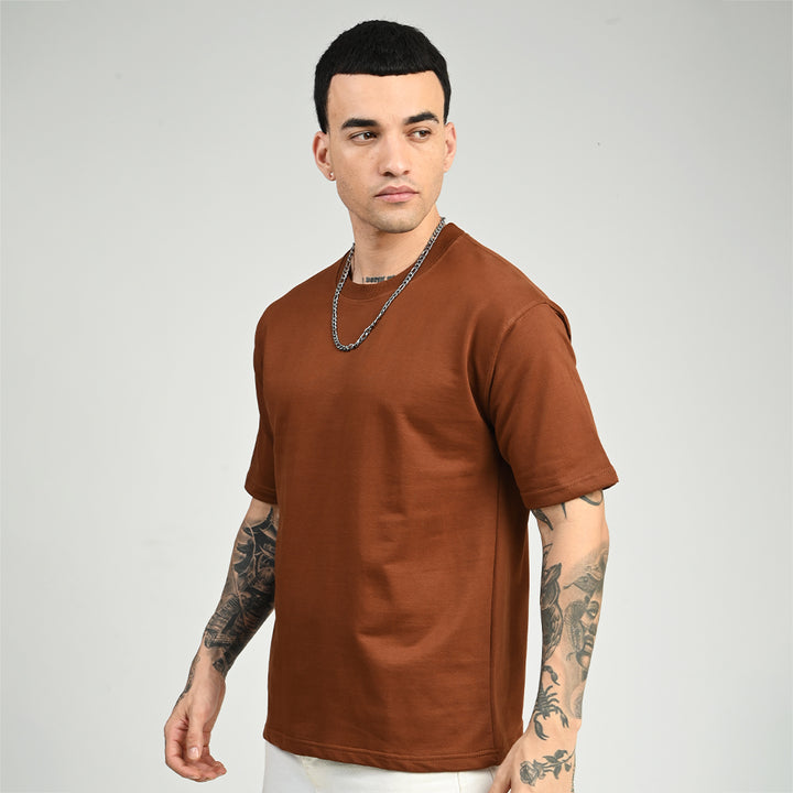 Chocolate Brown Oversized Solid Tee