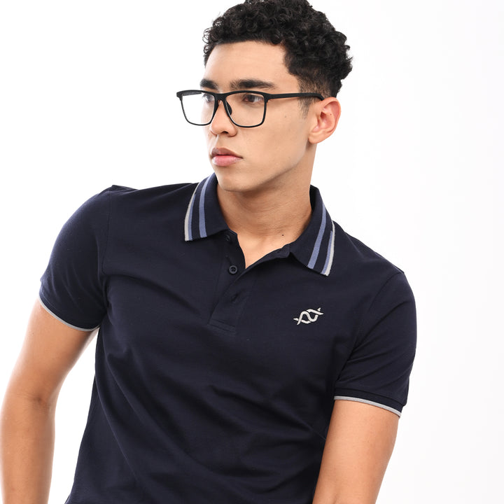 Navy blue polo t-shirt - Needles and stitches