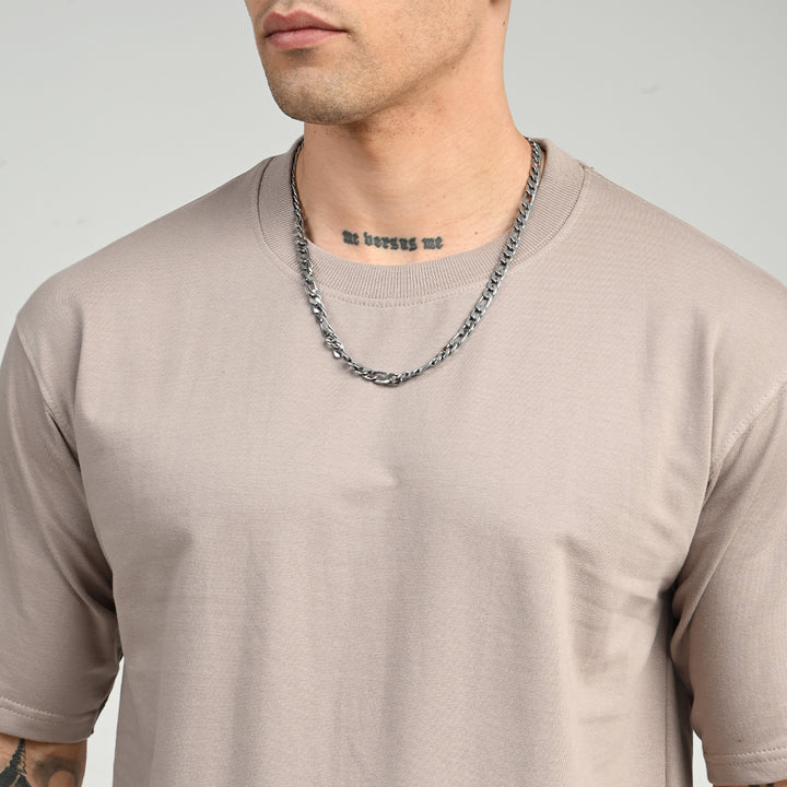 Smoky Beige Oversized Solid Tee