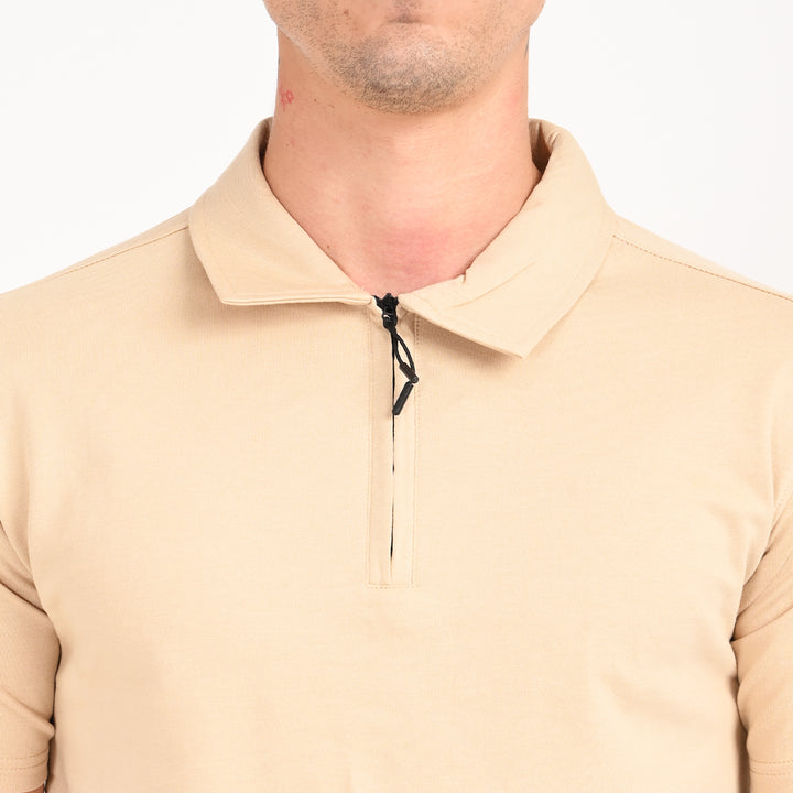 Beige Zipper Polo - Needles and stitches