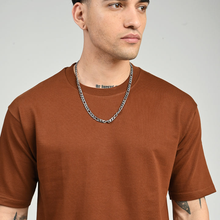 Chocolate Brown Oversized Solid Tee