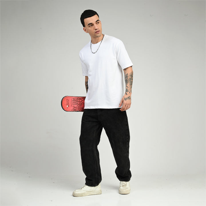 White Overized Solid Tee