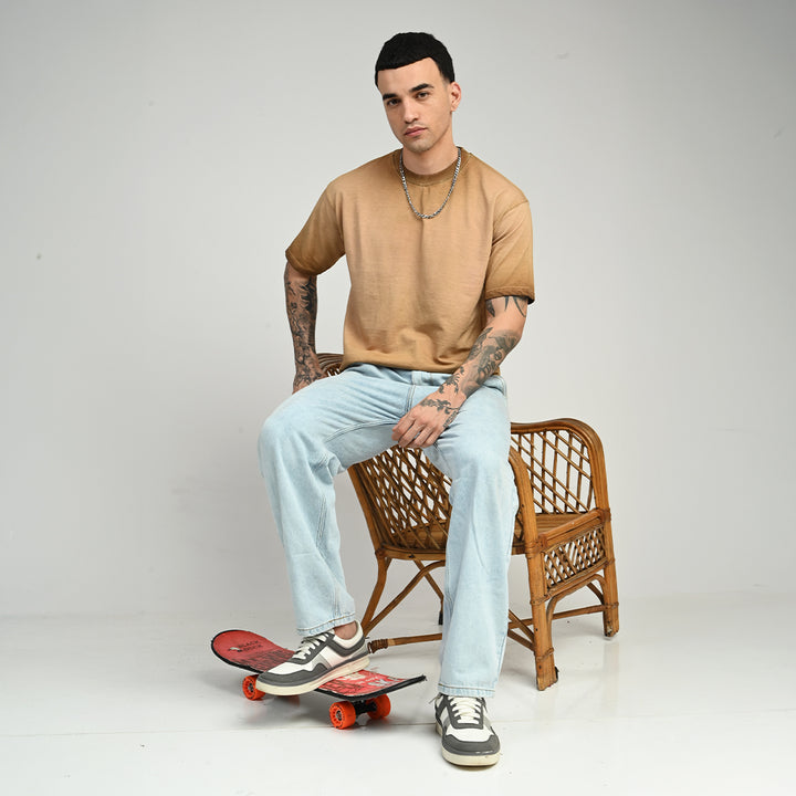 Nexa Wash Sage Brown Oversized Tee