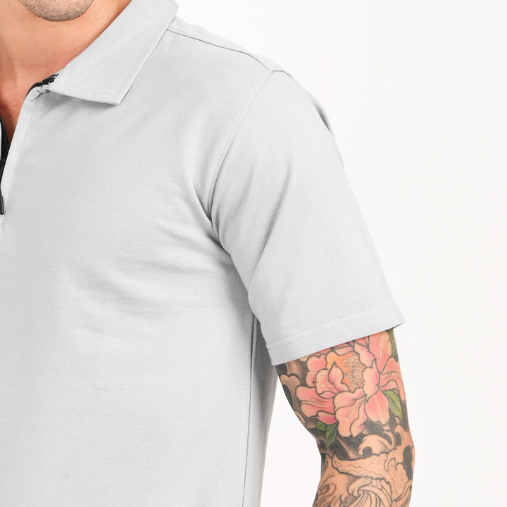 Grey Zipper Polo - Needles and stitches