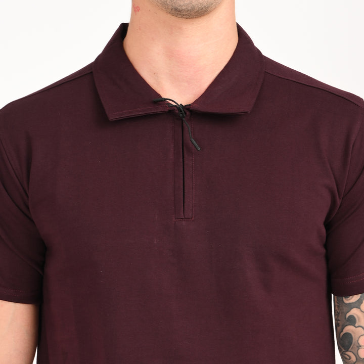 Maroon Zipper Polo - Needles and stitches