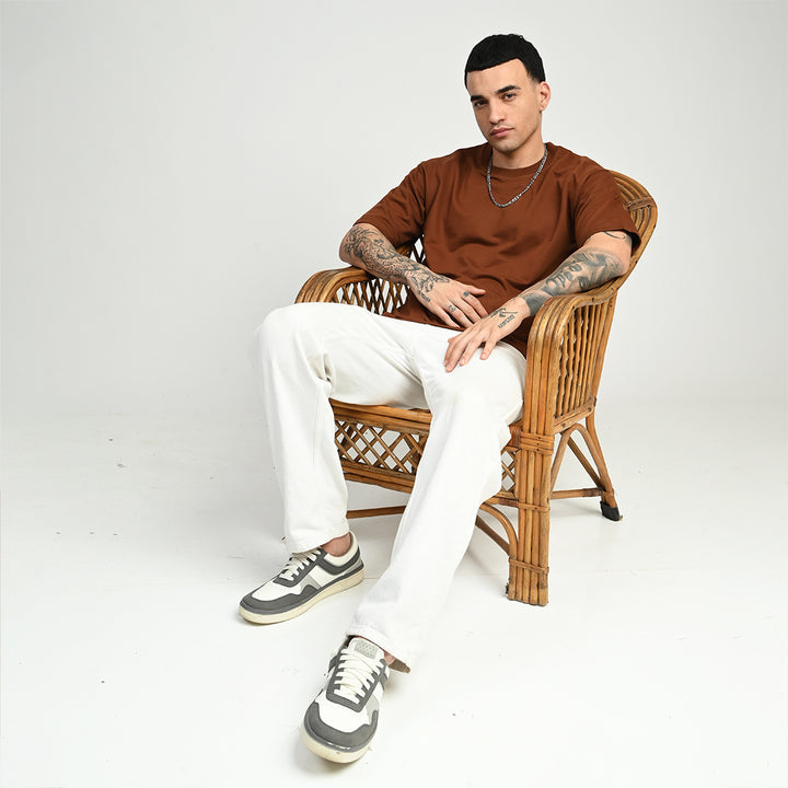 Chocolate Brown Oversized Solid Tee