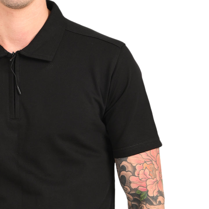 Black Zipper Polo - Needles and stitches