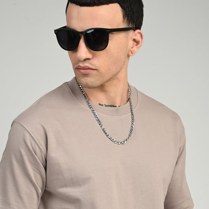 Smoky Beige Oversized Solid Tee