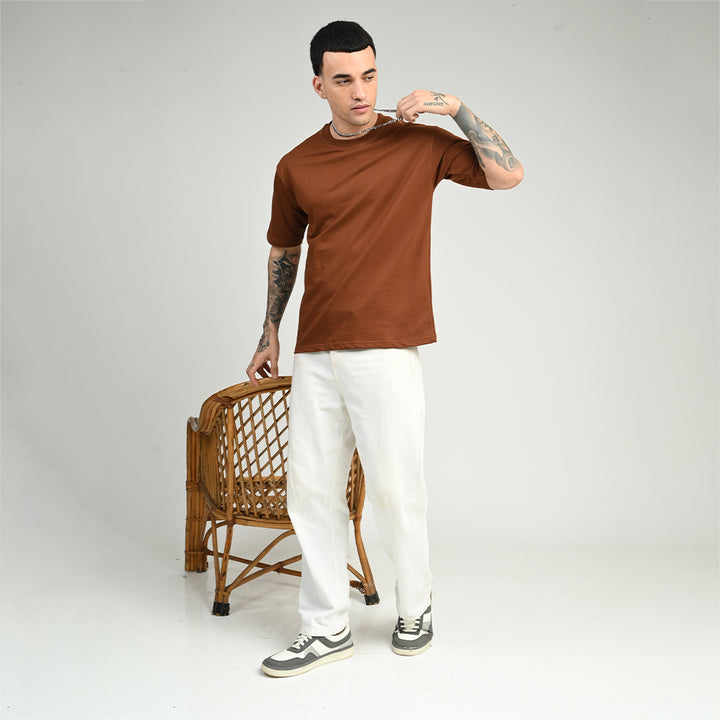 Chocolate Brown Oversized Solid Tee