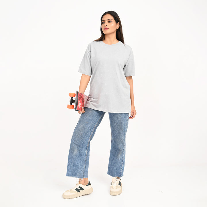 Grey oversized acid washed t-shirt Female