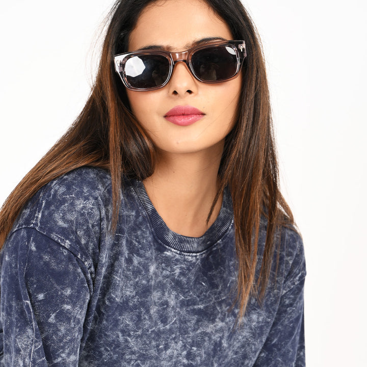 Dark blue oversized acid washed t-shirt Female