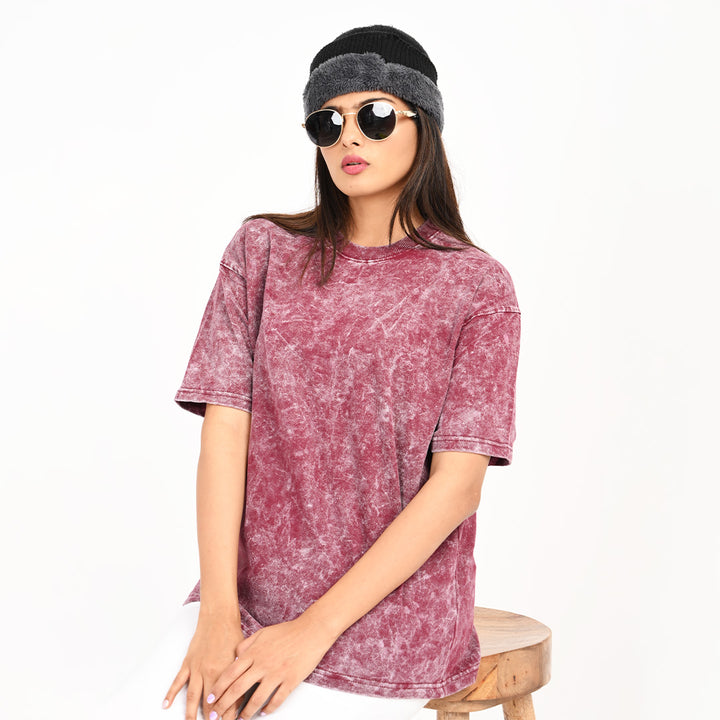Maroon oversized acid washed t-shirt Female