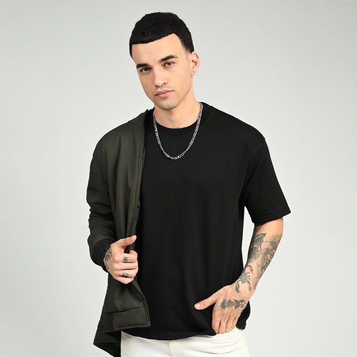 Black Overized Solid Tee
