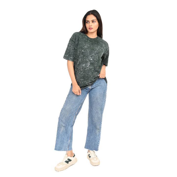 Green oversized acid washed t-shirt Female