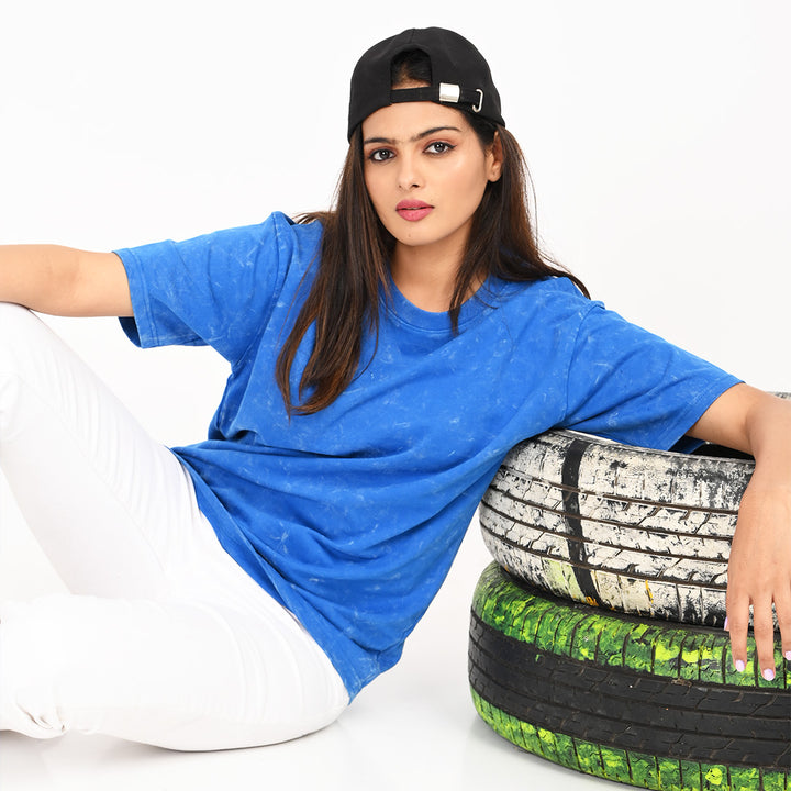 Blue oversized acid washed t-shirt Female
