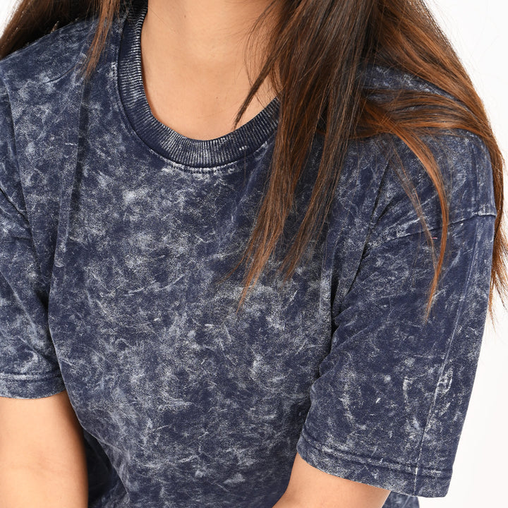 Dark blue oversized acid washed t-shirt Female