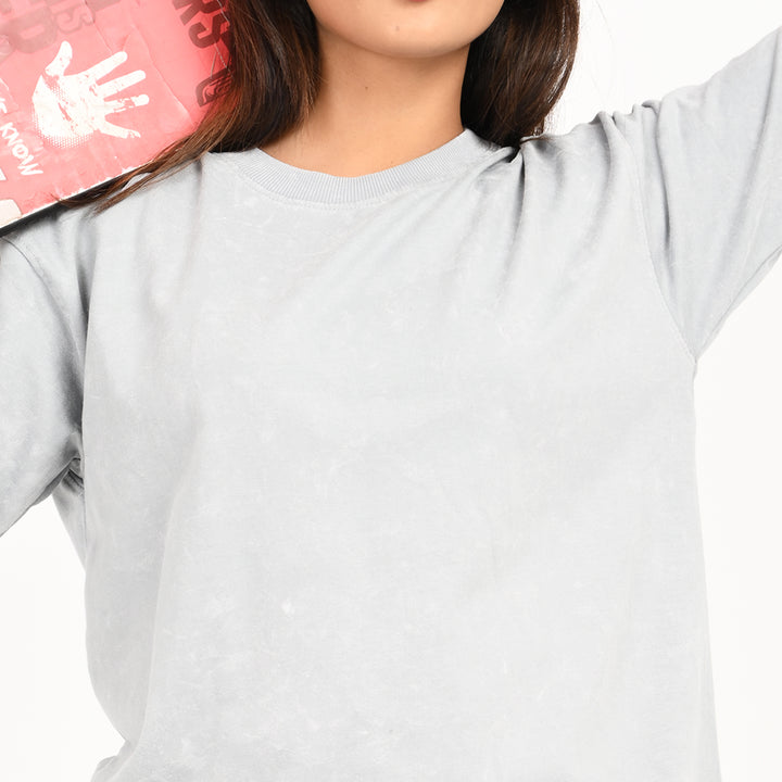 Grey oversized acid washed t-shirt Female