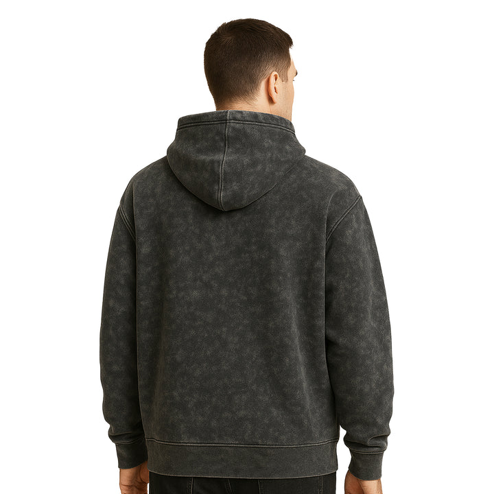 Black Oversized Acid Wash Hooide