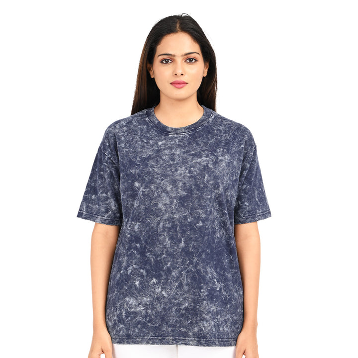 Dark blue oversized acid washed t-shirt Female