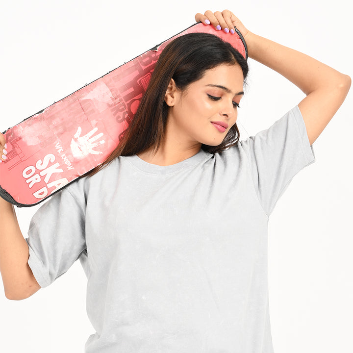 Grey oversized acid washed t-shirt Female