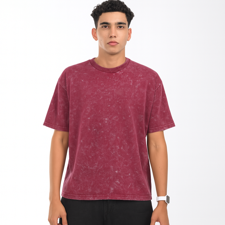 Maroon oversized acid washed t-shirt