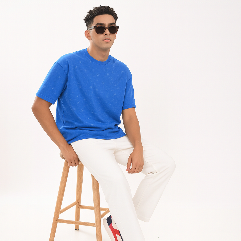 Blue oversized acid washed t-shirt