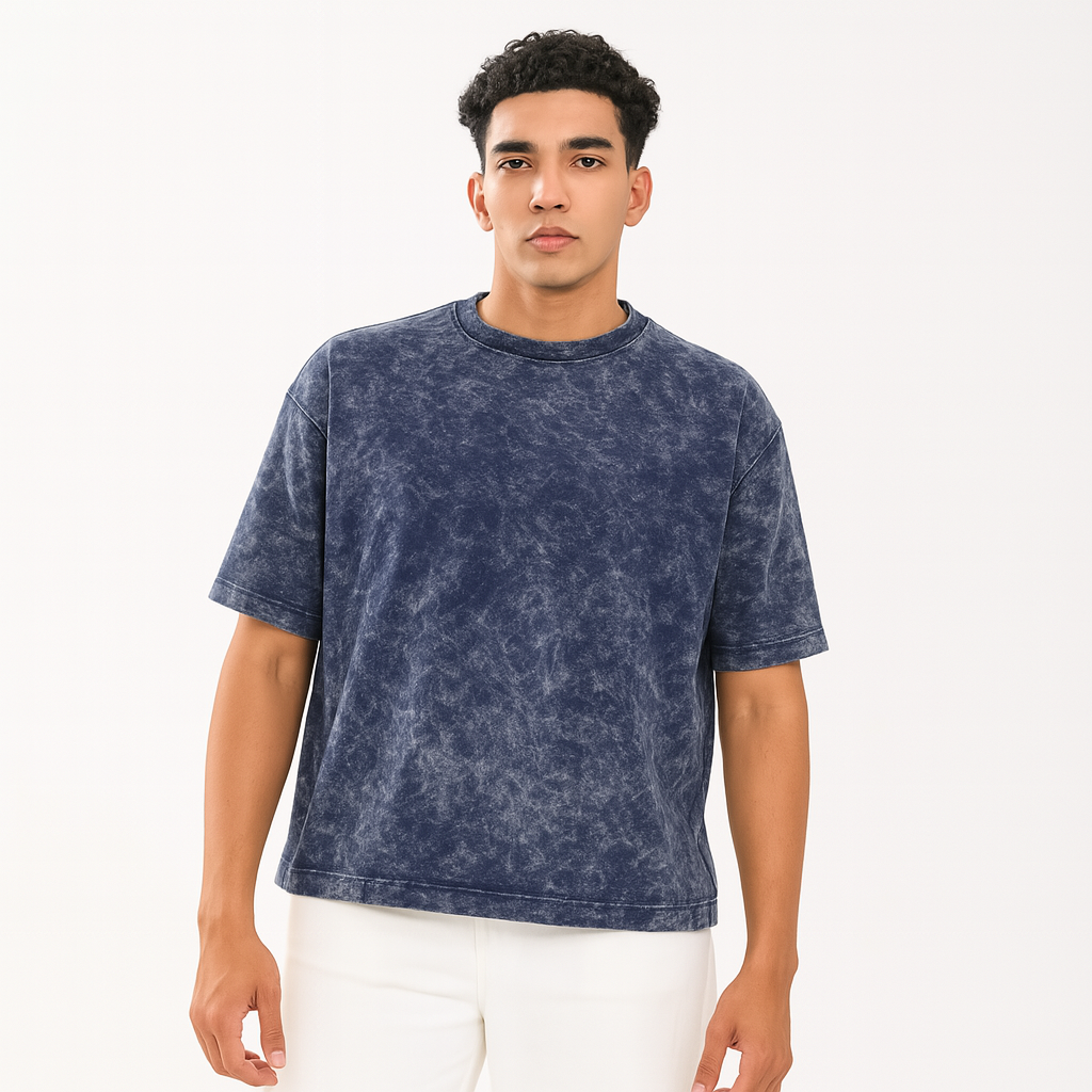 Dark blue oversized acid washed t-shirt